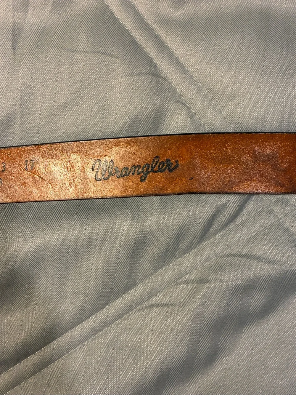 Wrangler Tooled Brown Leather Belt with Silver Horse Buckle
